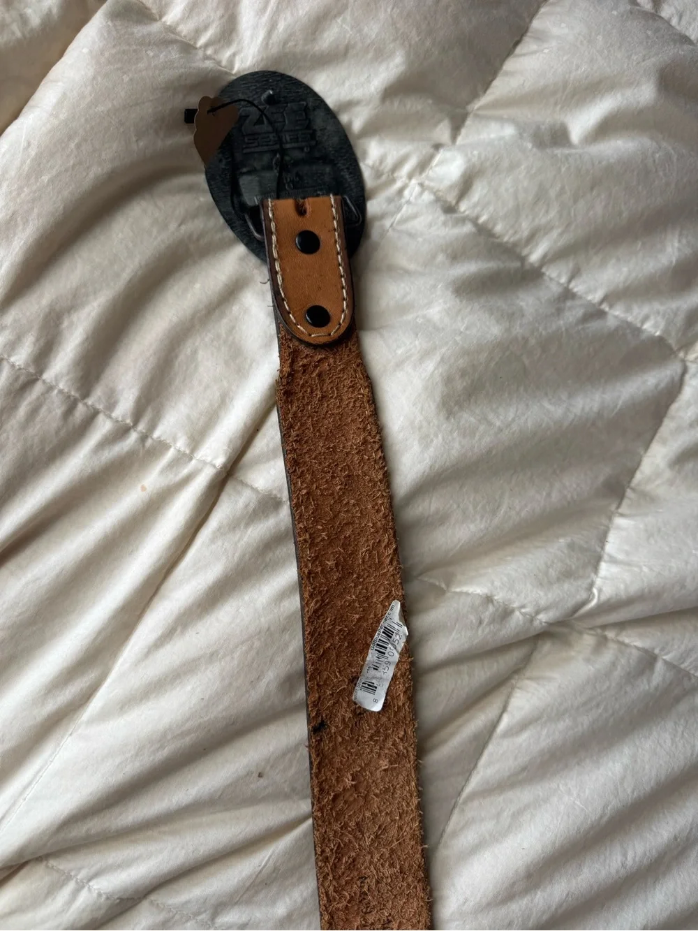 vintage zee series western leather belt with award design medals rodeo buckle ea